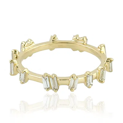 Artisan Women's Gold / White Baguette Diamond Stackable Band Ring In Yellow Gold