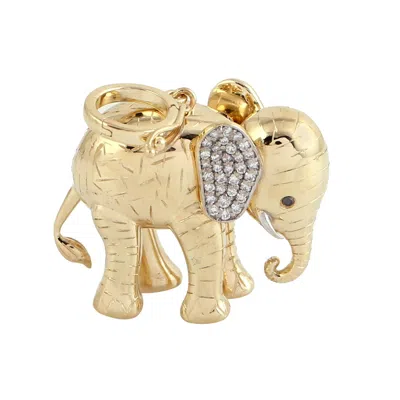 Artisan Women's Gold / White / Black 18k Yellow Gold Diamond Elephant Charm Pendant – Symbol Of Wisdom & Goo In Multi