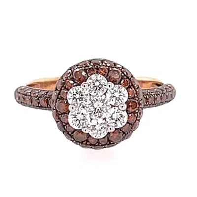 Artisan Women's Gold / White / Brown Colored Diamond Cocktail Ring In 14k Yellow Gold In Multi
