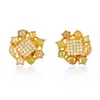 Artisan Women's Gold / White / Brown Luxury Ice Diamond Stud Earrings In Yellow Gold In Gold