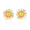 Artisan Women's Gold / White / Brown Natural Baguette Ice Diamond Stud Earrings In Yellow Gold In Gold