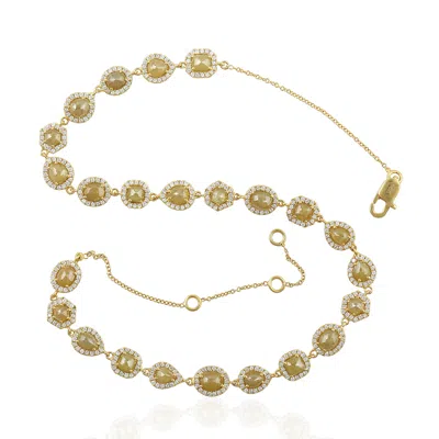 Artisan Women's Gold / White / Brown Natural Ice Diamond Choker Necklace In Yellow Gold