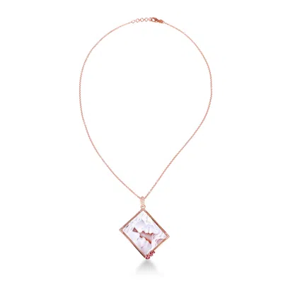 Artisan Women's Gold / White Cameo & Diamond Locket Princess Necklace In Rose Gold In Multi