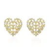 Artisan Women's Gold / White Designer Baguette Diamond Heart Earrings In 18k Yellow Gold In Multi