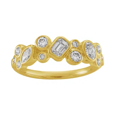 Artisan Women's Gold / White Designer Bezel Diamond Band In 14k Yellow Gold