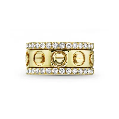 Artisan Women's Gold / White Designer Diamond Love Band Ring In Yellow Gold