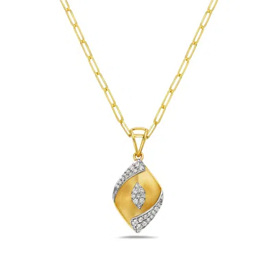 Artisan Women's Gold / White Designer Marquise Diamond Pendant In Yellow Gold