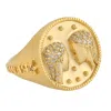 Artisan Women's Gold / White Diamond Gemini Zodiac Signet Ring In 14k Yellow Gold In Gold