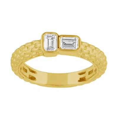 Artisan Women's Gold / White Dual Emerald-cut Diamond Toi Et Moi Ring In 14k Yellow Gold