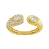 Artisan Women's Gold / White Elegant 14kt Yellow Gold Bypass Ring With Two Oval Cut Diamonds In Gold
