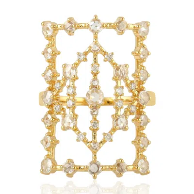 Artisan Women's Gold / White Elegant Square Diamond Cocktail Ring In 18k Yellow Gold