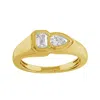 Artisan Women's Gold / White Emerald & Pear Cut Diamond Band Ring In 14kt Yellow Gold In Gold