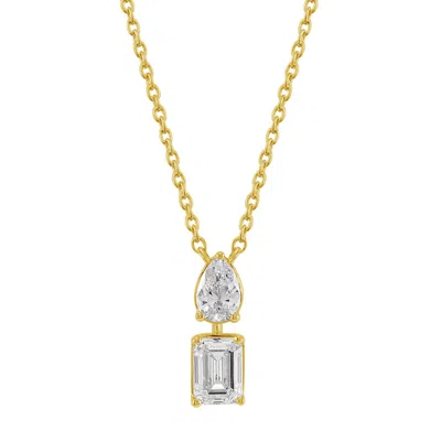 Artisan Women's Gold / White Emerald & Pear Cut Diamond Necklace In Yellow Gold