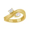 Artisan Women's Gold / White Emerald & Pear Cut Diamond Unique Band Ring In 14kt Solid Gold In Multi