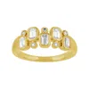 Artisan Women's Gold / White Emerald & Round Cut Diamond Antique Band Ring In 14kt Gold In Multi