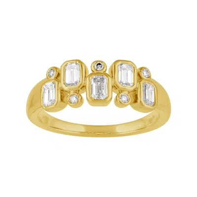 Artisan Women's Gold / White Emerald & Round Cut Diamond Antique Band Ring In 14kt Gold In Multi