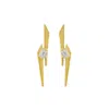Artisan Women's Gold / White Emerald Cut Diamond Lightning Bolt Stud Earrings In Yellow Gold