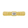 Artisan Women's Gold / White Emerald Cut Diamond Textured Handcrafted Band Ring In Yellow Gold In Multi