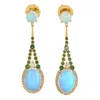 Artisan Women's Gold / White Ethiopian Opal & Emerald Statement Earrings In 18k Gold In Multi