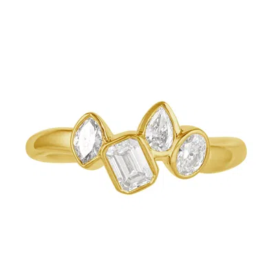 Artisan Women's Gold / White Four-stone Diamond Bezel Ring In 14k Yellow Gold