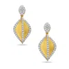 Artisan Women's Gold / White Genuine Marquise Diamond Earrings In Yellow Gold In Multi