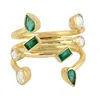 Artisan Women's Gold / White / Green Natural Emerald & Rose Cut Diamond Between The Finger Ring In Gold