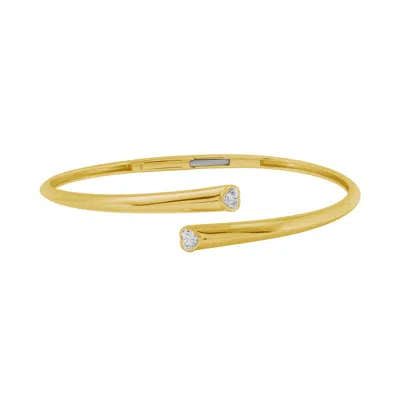 Artisan Women's Gold / White Heart Cut Diamond Cuff Bracelet In Yellow Gold – Elegant Fine Jewelry In Multi