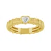 Artisan Women's Gold / White Heart Shape Diamond Designer Band Ring In 14kt Solid Gold Fine Jewelry In Multi
