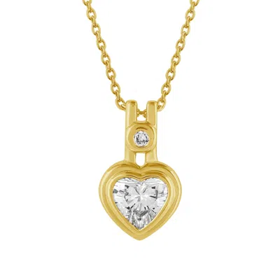 Artisan Women's Gold / White Heart-shaped Diamond Pendant Necklace In 14k Yellow Gold In Gold/white