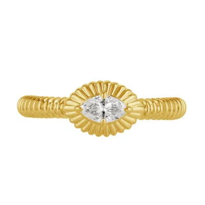 Artisan Women's Gold / White Marquise Diamond Prong Solitaire Ring In 14k Yellow Gold