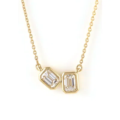 Artisan Women's Gold / White Minimalist Emerald Cut Diamond Necklace In Yellow Gold