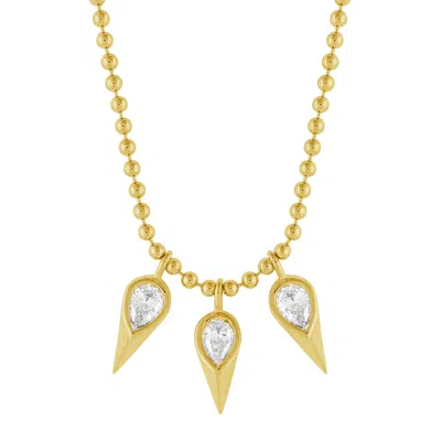 ARTISAN WOMEN'S GOLD / WHITE MINIMALIST PEAR CUT DIAMOND SPIKE NECKLACE IN YELLOW GOLD