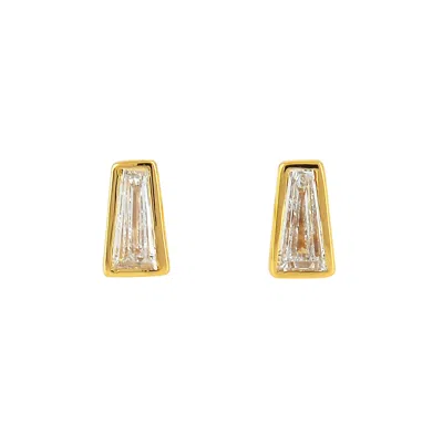 Artisan Women's Gold / White Minimalist Tapered Diamond Stud Earrings In Yellow Gold In Multi