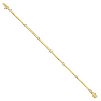 Artisan Women's Gold / White Mixed Shape Diamond Station Bracelet In 18k Yellow Gold – Elegant Bezel Set Des In Multi