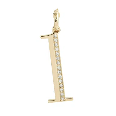 Artisan Women's Gold / White Natural Diamond "1" Initial Letter Pendant In 14k Yellow Gold