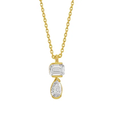 Artisan Women's Gold / White Natural Diamond 2-stone Necklace In 14k Yellow Gold