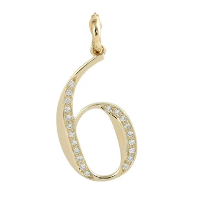 Artisan Women's Gold / White Natural Diamond "6" Initial Number Pendant In Yellow Gold