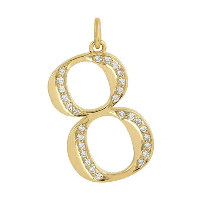 Artisan Women's Gold / White Natural Diamond "8" Initial Number Pendant In Yellow Gold