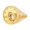 Artisan Women's Gold / White Natural Diamond Aries Horoscope Ring In 14k Yellow Gold In Gold