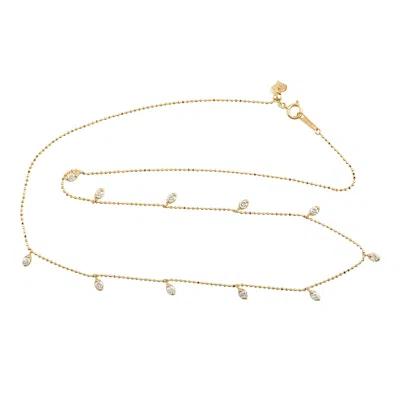 Artisan Women's Gold / White Natural Diamond Beaded Princess Necklace In Yellow Gold