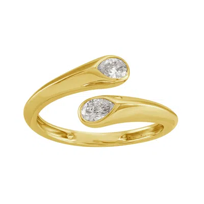 Artisan Women's Gold / White Natural Diamond Bypass Ring In 14kt Yellow Gold – Modern Open Design In Multi