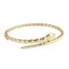 Artisan Women's Gold / White Natural Diamond Carved Snake Bangle In Yellow Gold