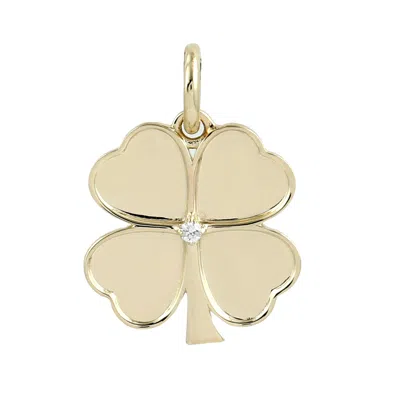 Artisan Women's Gold / White Natural Diamond Clover Flower Pendant In Yellow Gold