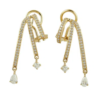 Artisan Women's Gold / White Natural Diamond Dangle Earrings In 18k Yellow Gold