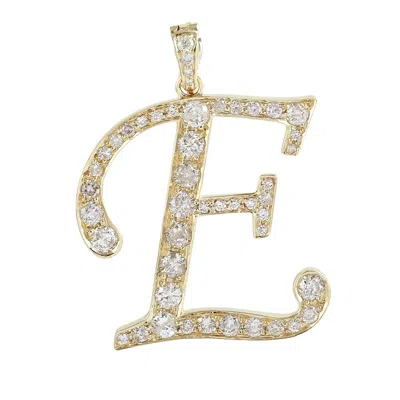 Artisan Women's Gold / White Natural Diamond "e" Initial Alphabet Pendant In Yellow Gold