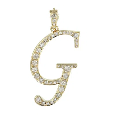 Artisan Women's Gold / White Natural Diamond "g" Initial Alphabet Pendant In Yellow Gold In Multi
