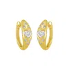 Artisan Women's Gold / White Natural Diamond Heart Design Latch Back Hoop Earrings In Gold
