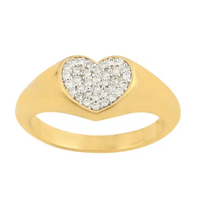 Artisan Women's Gold / White Natural Diamond Heart Ring In 18k Yellow Gold