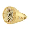 Artisan Women's Gold / White Natural Diamond Leo Horoscope Signet Ring In Yellow Gold In Multi