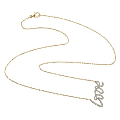 Artisan Women's Gold / White Natural Diamond "love" Alphabet Necklace In 14k Yellow Gold